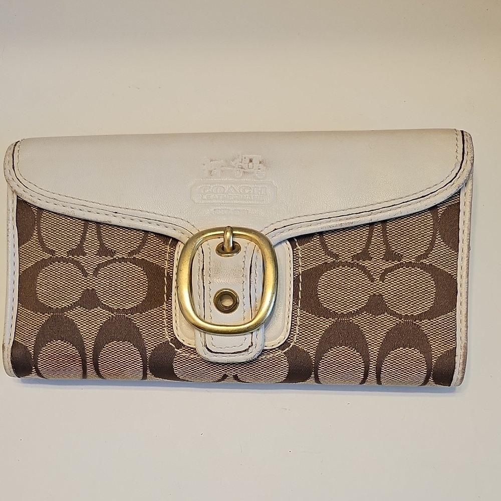 Coach Tan and Cream Women's Wallet With Matching Check Book Cover